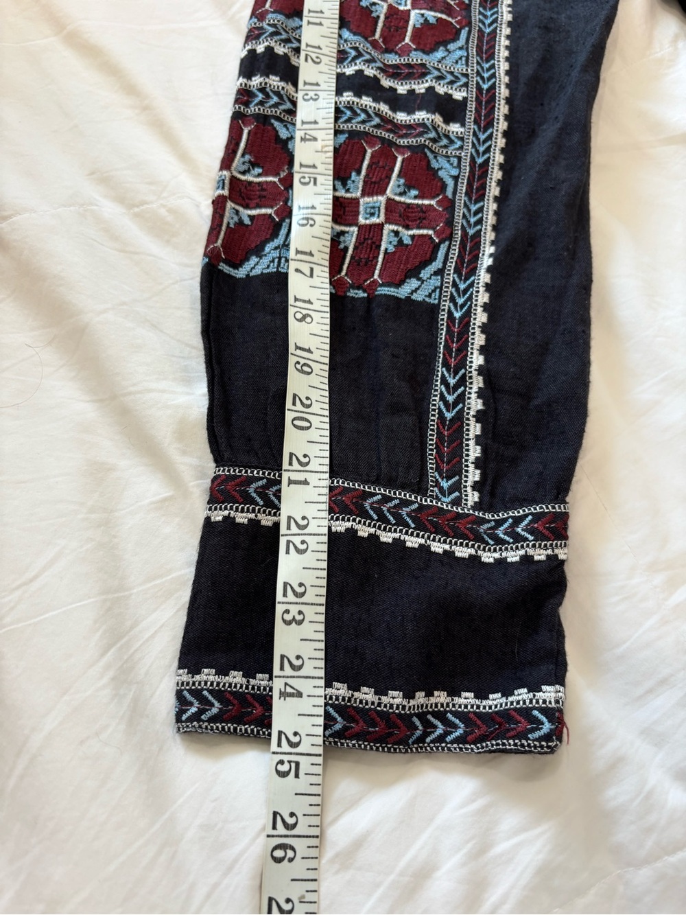 Free People S Boho Embroidered Folk Peasant Dress Turquoise Artisan Festival - Picture 12 of 14